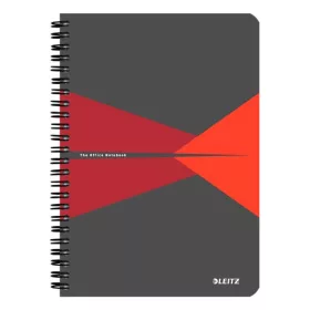   Spirálfüzet kockás LEITZ Office A/5 90 lapos PP borítóval piros