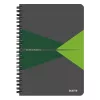 Spirálfüzet vonalas LEITZ Office A/5 90 lapos karton borítóval zöld