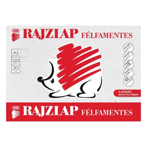 Rajzlap ICO Süni A/3 120 g félfamentes 20 lapos