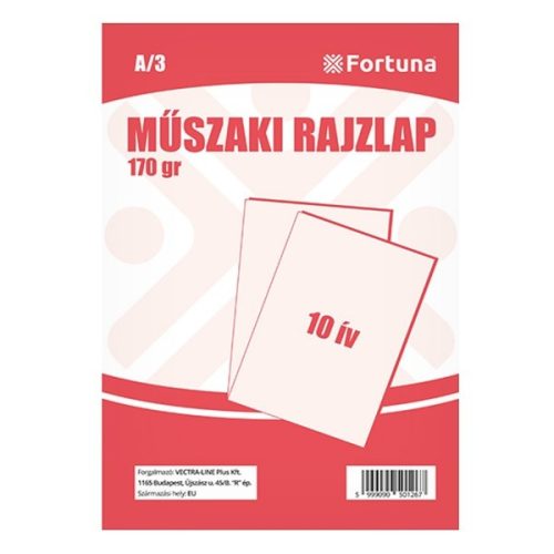 Rajzlap műszaki FORTUNA A/3 180 g 10 lapos