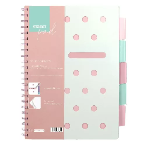 Spirálfüzet kockás STREET Pad A/5 100 lapos pasztell rózsaszín