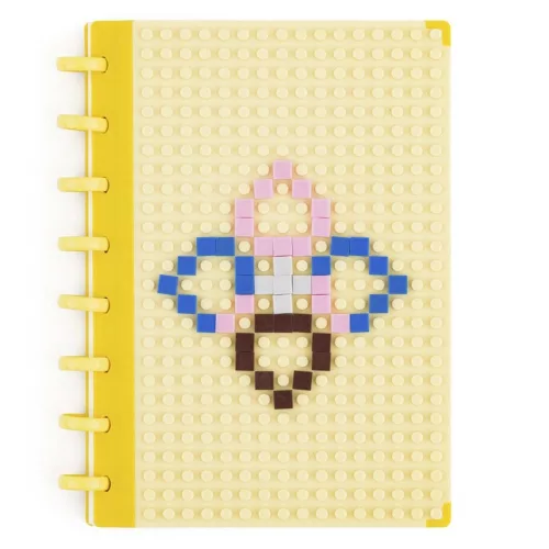 Spirálfüzet vonalas OXY lego design A/5 80 lapos sárga