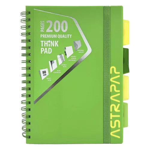 Spirálfüzet kockás ASTRA PAP B/5 100 lapos perforált színregiszteres Neon