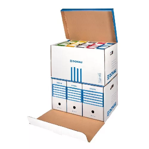 Archiváló konténer dobozoknak DONAU 555x370x315 mm felfelé nyíló tetővel kék