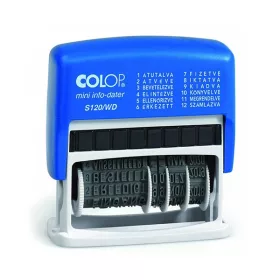   Bélyegző dátum + szöveg, Colop S120/WD, 12 féle szöveggel, kék ház, fekete párna