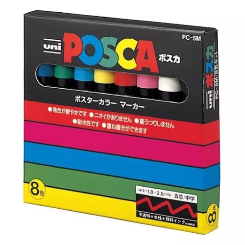 Filctoll UNI Posca PC-5M 8 darabos készlet