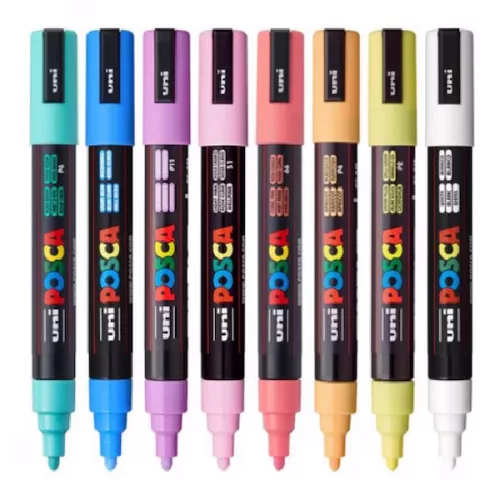 Filctoll UNI Posca PC-5M pasztell színek 8 darabos