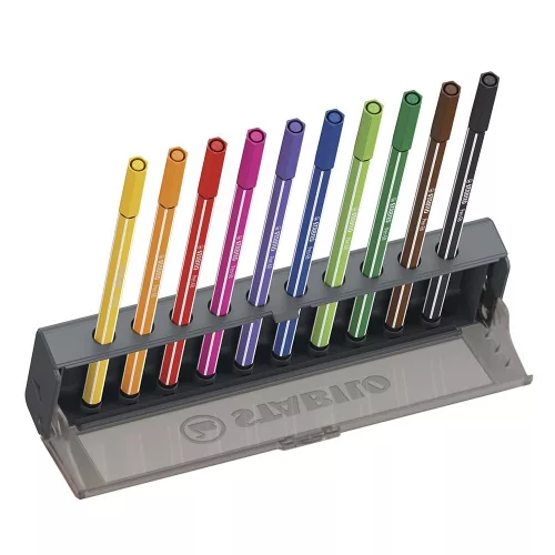 Filctoll STABILO Pen 68 10 darabos készlet hordozható asztali tartóban