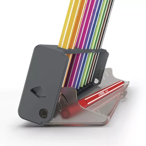 Filctoll STABILO Pen 68 10 darabos hordozható asztali tartóban