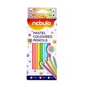   Színes ceruza készlet, 12 db-os, hatszögletű, pasztell színek