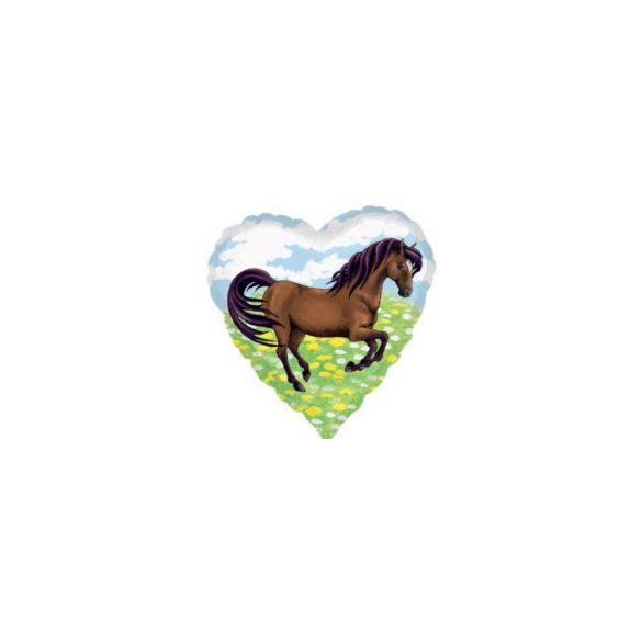 Fólia lufi, szív alakú, barna lovas 43 cm