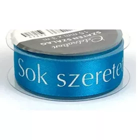 Szatén szalag, sok szeretettel felirattal, 25mmx3m