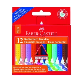   Zsírkréta FABER-CASTELL Grip háromszögletű hegyezett radírozható 12 színű