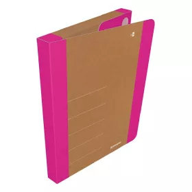   Füzetbox DONAU Life A/4 3 cm karton tépőzárral neon pink-barna