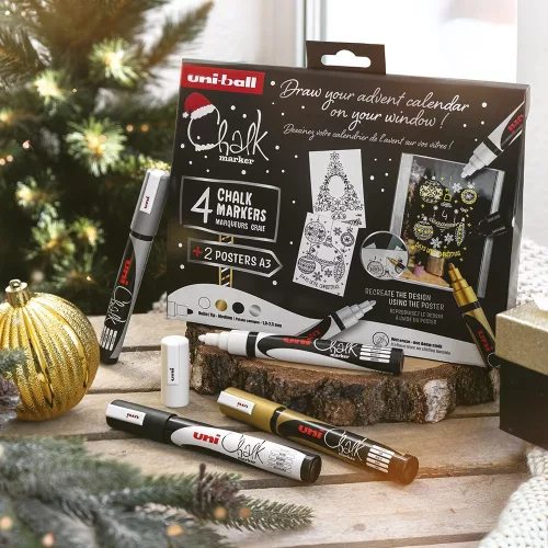 Folyékony kréta UNI PWE-5M Karácsonyi kiadás Elegáns színek 4 darabos