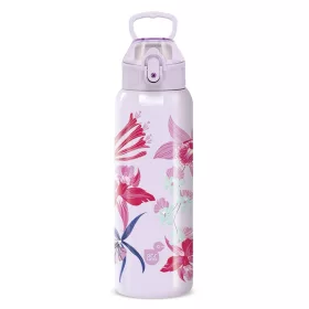   Kulacs duplafalú ARS UNA 3D fém BPA-mentes 700 ml Beach Flowers-Purple