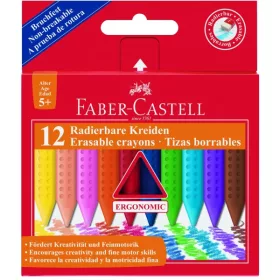   Zsírkréta, háromszögletű, FABER-CASTELL Grip, 12 különböző szín