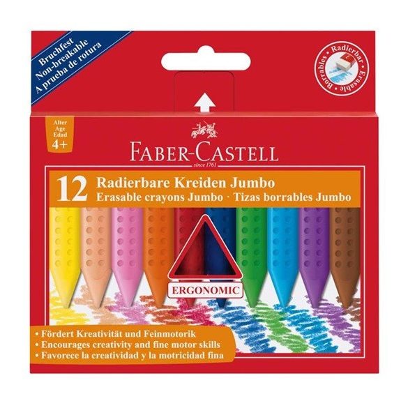 Zsírkréta Faber Castell Grip Jumbo radírozható 12klt
