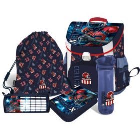   Iskolatáska 5 db-os szett, ergonómikus táska + tornazsák + 2 db tolltartó + kulacs
