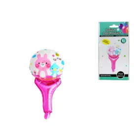   Fólia lufi, csörgő formájú, kék vagy rózsaszín, különböző állatos, 51 cm