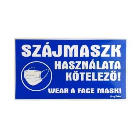 Szájmaszk használata kötelező, matrica 25x14 cm