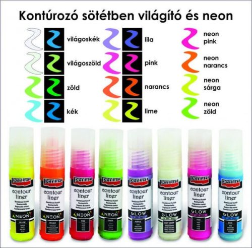 Glow és neon kontúrozó festék 20ml