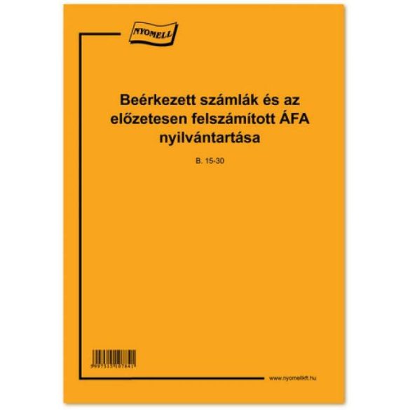 Beérkezett számla-és előzetesen felszámított ÁFA nyilvántartása