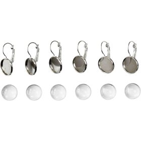   Fém fülbevaló lencsével, különböző kivitelben, 3 pár/cs.