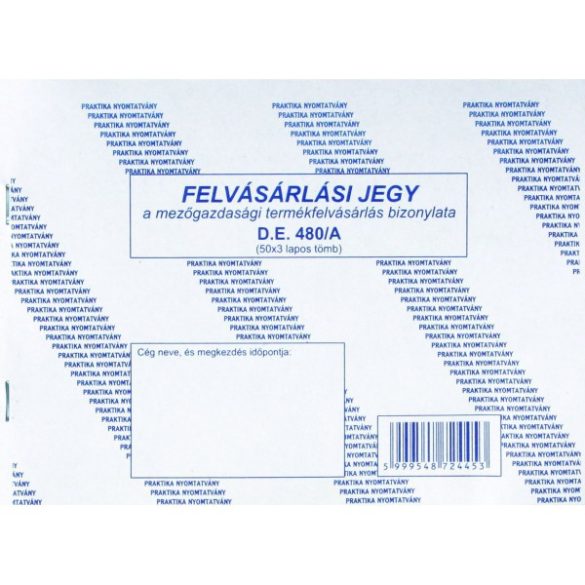 Felvásárlási jegy A/5 50x3 lapos
