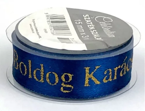 Szatén szalag, Boldog Karácsonyt, 15mm×3m, több színben
