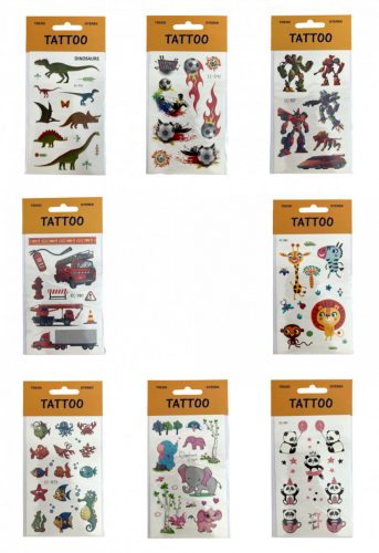 Tetoválás, ideiglenes, különböző színes mintákkal