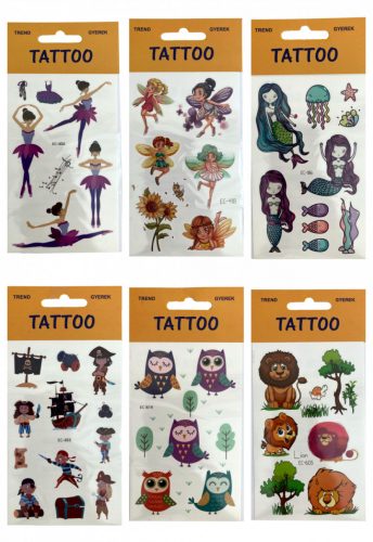 Tetoválás, ideiglenes, különböző színes mintákkal