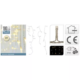 180LED-es jégcsap füzér programos adapterrel, meleg, 6 m