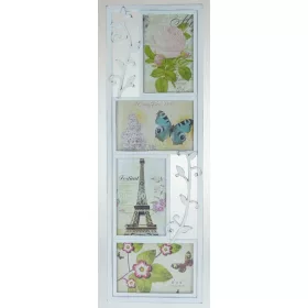   Fali képkeret, 4 db. 10×15 cm-es képnek, koptatott fehér, 55x18 cm