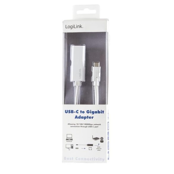 Logilink USB Type-C - RJ45 F - internet adapterkábel (0.15m Fehér)