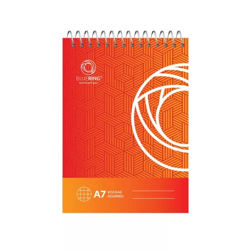 Jegyzettömb spirálozott, A7, 80lap, Bluering® kockás