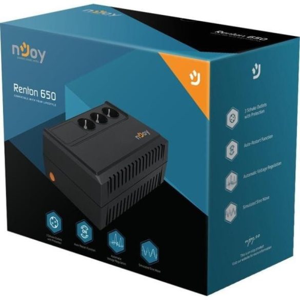 Hálózat Szünetmentes Njoy RENTON 650 650VA / 360W (Schuko x 3)