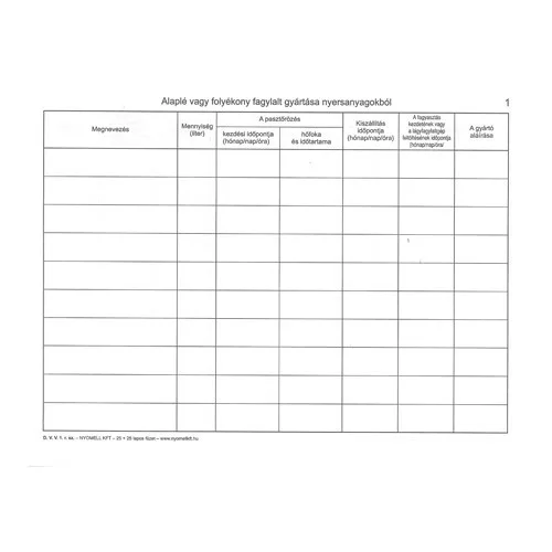 Fagylaltforgalmi napló 50 lapos fekvő DVV.2