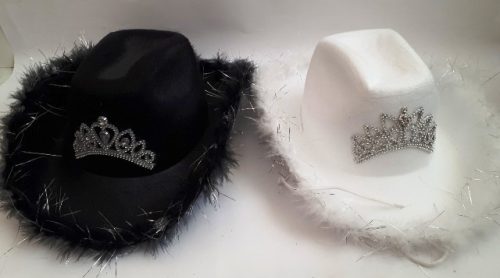 Cowgirl kalap, koronás, fekete