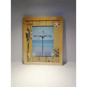 Képkeret tengerpart mintás, 13x18 cm-es képhez