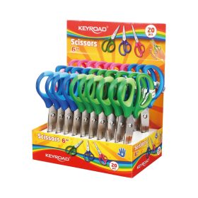   Olló, 15 cm, hegyes, 20 db/display, Keyroad Soft Grip, vegyes színek