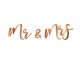 MR&MRS felirat, rose gold, 16,5x68cm