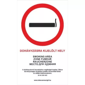 Tábla - Dohányzásra kijelölt hely!