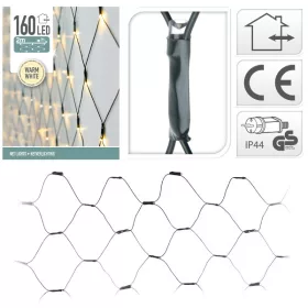   160 ledes fényfüzér háló, 2 m hosszú, 1 m lelógó résszel