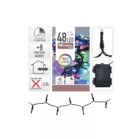   Karácsonyi fényfüzér színes, 48 ledes, 3,5 m-es, kül és beltéri, 8 funkciós