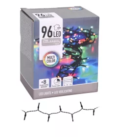   96 LED-es fényfüzér, multi color, elemes, elem nélkül, kül és beltéri, 7 m+50cm-es, 8 funkcióval