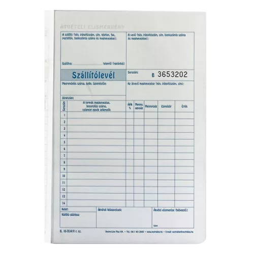 Nyomtatvány szállítólevél VECTRALINE A/5 álló 25x4 lapos