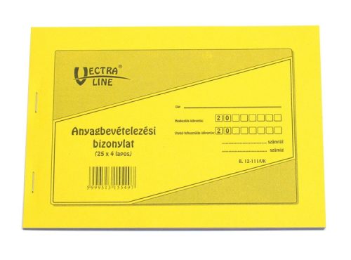Anyag/Eszköz/ Bevételezési Bizonylat 8 tételes 25x4 lapos
