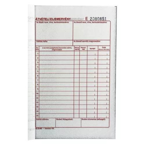Nyomtatvány átadás - átvételi elismervény VECTRALINE A/5 álló 25x3 lapos
