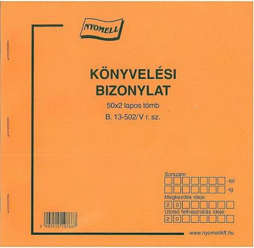 Könyvelési bizonylat Pátria 50x2 lapos tömb